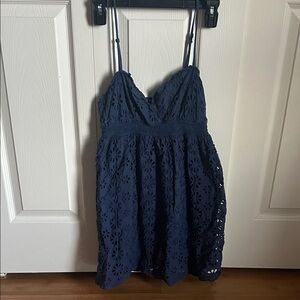 Forever 21 Navy Blue Eyelet Mini Dress